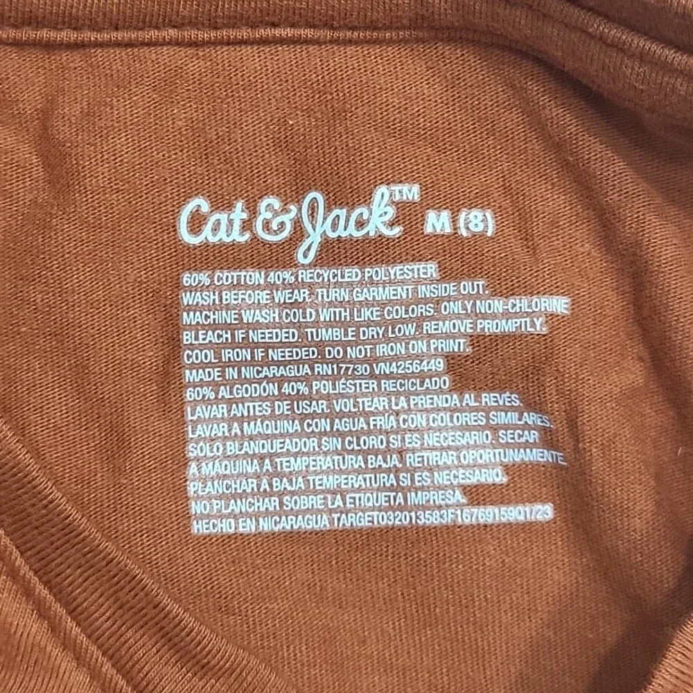 Cat & Jack Girls Long Sleeves Graphic Tee Shirt Medium Sz 8 Dark Chestnut Top